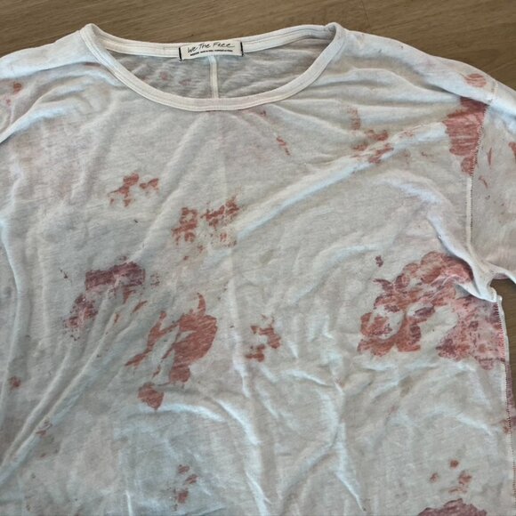 ** We The Free Womens Blouse White pink Space Dye Long Sleeve Scoop Neck M - Picture 8 of 8